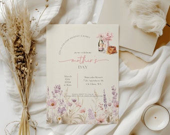 Floral Mother's Day Brunch Invitation Template (Digital)