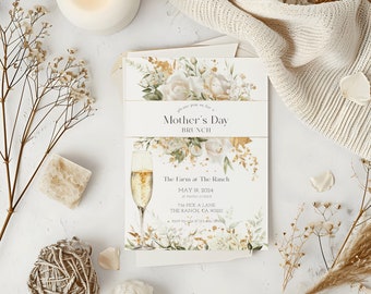Floral Mother's Day Brunch Invitation: Editable Template (Digital Download)