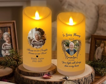 Personalized Picture LED Tribute Candle, Custom Photo Tribute Light, Remembrance Gift