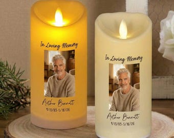 Personalized LED Memorial Candle, Custom Photo Tribute Light, Remembrance Gift