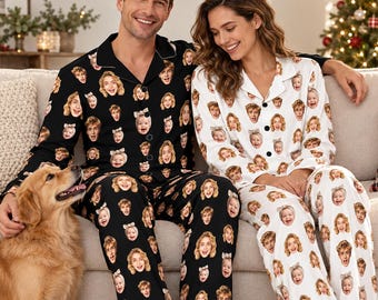 Custom Face Pajamas, Personalized Photo Pajama Set, Matching Family PJs, Funny Face Sleepwear, Custom Picture Pajamas, Photo Gift
