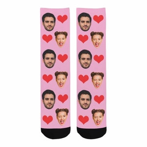 Personalized Heart Socks for Couple,Custom Face Socks,Customized Socks with Photo,Funny Faces on Socks,Photo Socks,Birthday/Valentine's Gift image 4