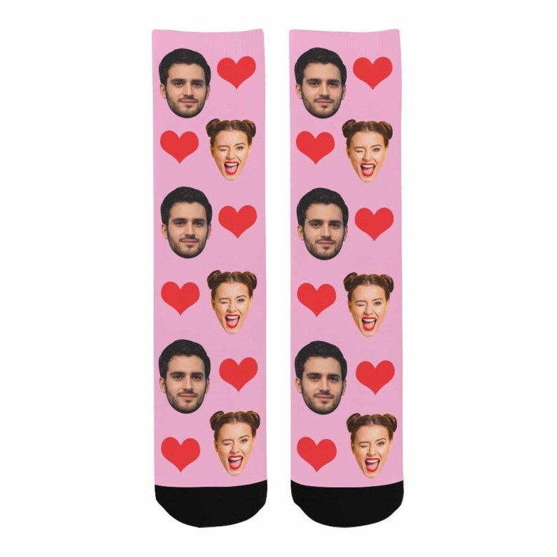 Personalized Heart Socks for Couple,Custom Face Socks,Customized Socks with Photo,Funny Faces on Socks,Photo Socks,Birthday/Valentine's Gift image 4