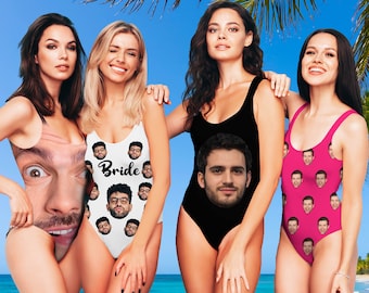 Benutzerdefiniertes Gesicht Bikini: Personalisierter Damen Badeanzug, Bachelorette Geschenk, Muttertagsgeschenk