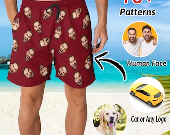 Custom Face Swim Trunks: Personalized Photo Beach Shorts, father's Day Gift