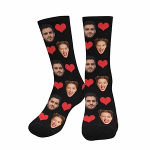 Personalized Heart Socks for Couple,Custom Face Socks,Customized Socks with Photo,Funny Faces on Socks,Photo Socks,Birthday/Valentine's Gift image 3