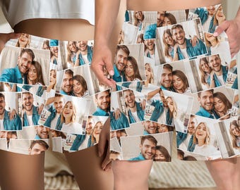 Custom Photo Pajama Shorts: Personalized Collage Sleepwear Gift, Mother's Day Gift