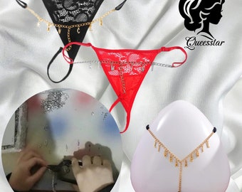 Customized Thong Chain with Name, Thong Bikini, Custom Name Belly Chain, Personalized Waist Chain, Bikini Chain, Body Jewelry, Birthday Gift