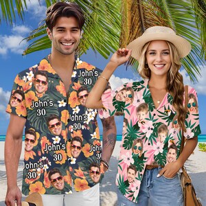 Custom Hawaiian Shirt with text,Couple Hawaiian Shirt,Personalized Birthday Hawaiian Shirt,Hawaiian Shirt for Bachelor Party,Birthday Gift