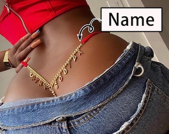 Customized Thong Chain with Name,Thong Bikini,Custom Name Chain,Personalized Waist Chain,Bikini Chain,Sex Choker Collar,Valentine&#39;s Day Gift