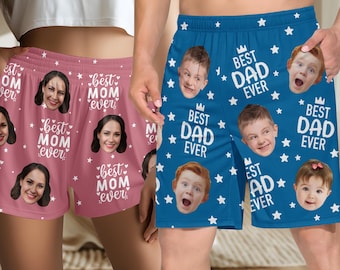 Personalized Pet Face Pajama Shorts: Custom Photo Gift for Mom Dad