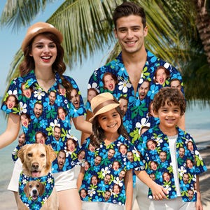 Custom Hawaiian Shirt with Faces, Personalized Photo Hawaiian Shirt for Party, Custom Face Hawaiian Shirt Man Women,Hawaiian Shirt for Dad