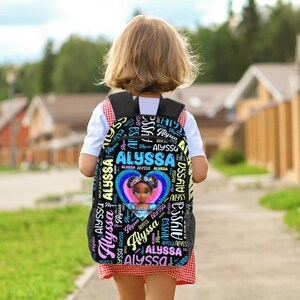 Personalized Name School Bookbag,Custom Black Girls Backpack with Text,Custom Travel Backpack, Name Print Bookbags,Back to School Gifts