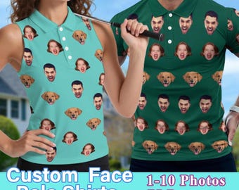 Custom Face Golf Polo Shirt: Personalized Photo Gift, Father's Day Gift