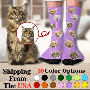 Father&#39;s Day Gift Custom Face Socks, Personalized Pet Photo Socks, Custom Pet Socks, Picture Socks, Cat Socks,Dog Face Socks, Dog Dad Gifts