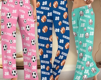 Custom Photo Ball Pajama Pants, Personalized Name/Number