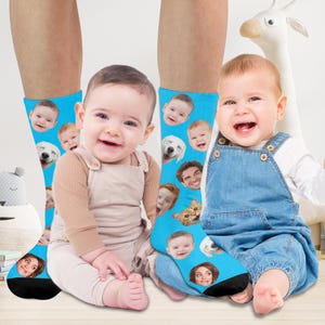 Calcetines personalizados con foto, calcetines unisex con estampado facial personalizado, regalo para papá y mamá.