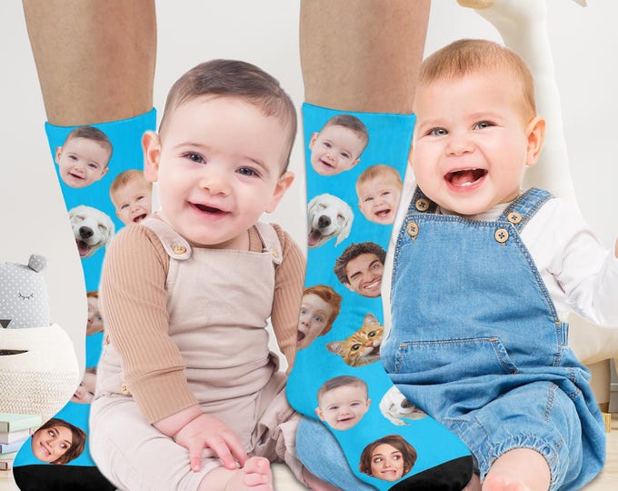 Personalized Photo Socks, Custom Face Print Unisex Socks, Gift for Dad mom, Christmas gifts