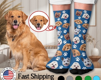 Personalized Cute Dog Socks,Custom Pet Socks,Custom Dog Claw Socks,Put Your Cute Dog/Cat Faces on Custom Socks, Pet Lover Gift,Birthday Gift