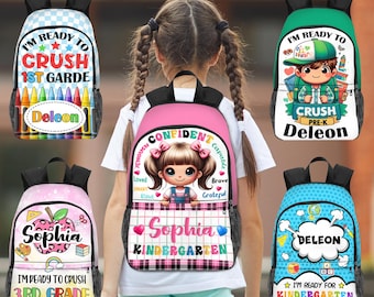 Zaino personalizzato per bambini: borsa scolastica in nylon impermeabile con nome