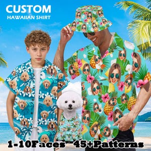 Custom Dog Faces Hawaiian Shirt, Pet Hawaiian Shirt,Photo Hawaiian Shirt for Vacation,Face Hawaii Shirt For Kid Adult,Holiday Vacation Gift