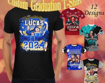 Custom Graduation Shirt, Personalized Senior 2024 Shirt, Custom Name Graduation Shirt, Custom Photo Shirt for Boyfriend, Christmas Gift