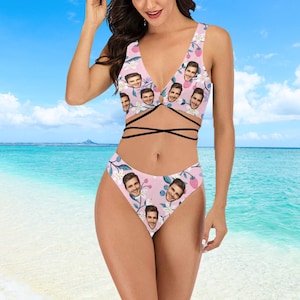 Benutzerdefiniertes Gesicht Bikini: Personalisierter Damen Badeanzug, Bachelorette Geschenk