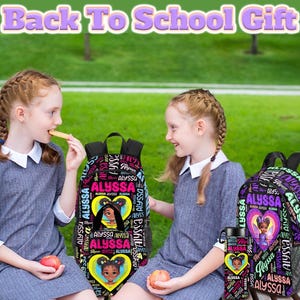 Custom Afro Black Girl Backpack Lunch Bag, Preschool Name Backpack Lunch Bag for kids, Custom Name Bag for girl, Best Back to School Gifts