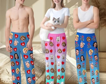 Custom Face Pajama Pants/Shorts: Personalized Pet/Love Heart Design
