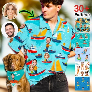 Personalized Funny Face Hawaiian Shirt, Custom Vacation Hawaiian Shirt with Photo, Custom Pet Hawaiian Shirt For Women/Men,  Beach Party