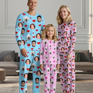 Custom Face Pajama Set: Personalized Photo Matching Family Pajamas