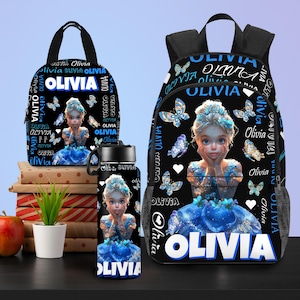 Personalized Afro Black Girl Backpack, Custom Toddler Backpack, Lunch Bag, Water Bottle, Pencil Pouch with Name, Custom Back to School Gifts