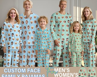 Anpassade familjepyjamasar med ansikte: Personliga fotopyjamasar och tofflor, julklappar