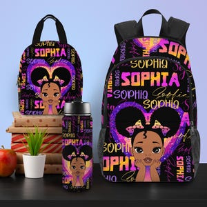 Sac à dos personnalisé avec nom, sac à dos personnalisé pour enfants, sac à lunch, bouteille d'eau, nom sur le cartable, cadeaux de rentrée pour fille/fille