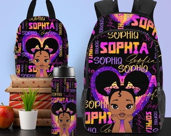 Personalized Name Backpack,Custom Backpack for Kids, Lunch Bag,Water Bttle, Name on School Bag, Back to School Gifts for Girls/Daughter