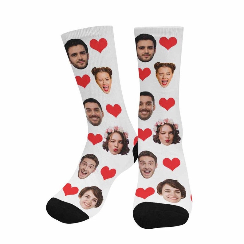 Personalized Heart Socks for Couple,Custom Face Socks,Customized Socks with Photo,Funny Faces on Socks,Photo Socks,Birthday/Valentine's Gift image 8