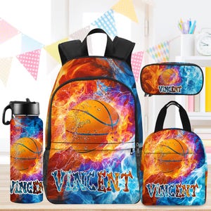 Personalized Basketball Backpack with Lunchbag: Kids Sports School Bag