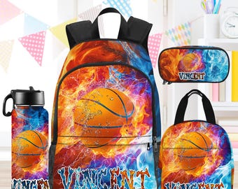 Mochila de baloncesto personalizada con lonchera: mochila escolar deportiva para niños