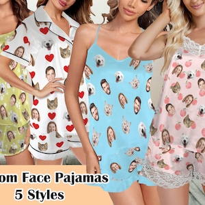 Personalized Photo Pajama Set: Custom V-Neck Cami, Ruffle Hem