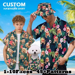 Custom Dog Faces Hawaiian Shirt, Pet Hawaiian Shirt,Photo Hawaiian Shirt for Vacation,Face Hawaii Shirt For Kid Adult,Holiday Vacation Gift