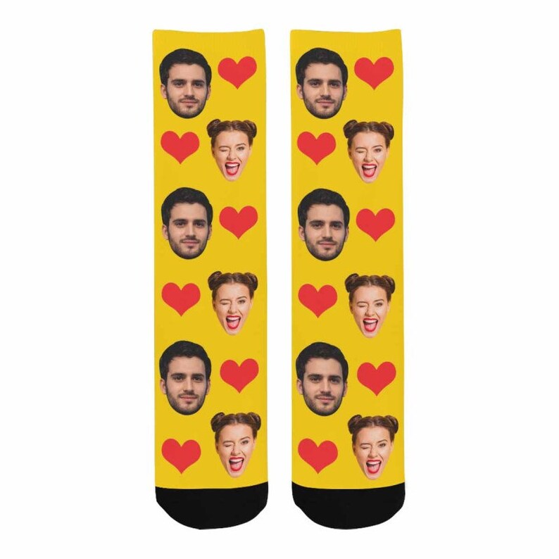 Personalized Heart Socks for Couple,Custom Face Socks,Customized Socks with Photo,Funny Faces on Socks,Photo Socks,Birthday/Valentine's Gift image 7