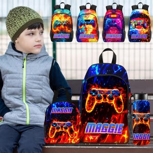 Sac à dos de jeu personnalisé avec nom, Sac à dos de jeu pour enfants d&#39;âge préscolaire, Sacs à dos pour les amateurs de jeux vidéo, Sacs à dos de joueur de jeu pour garçon, Cadeaux de rentrée