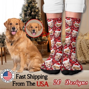 Custom Christmas Socks with Photo,Personalized Xmas Pattern Socks,Personalized Funny Face Socks,Custom Printed Socks,Birthday/Christmas Gift