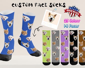 Custom Face Socks, Personalized Pet Photo Socks, Custom Pet Socks,Picture Socks, Face on Socks,Custom Cat Socks,Dog Face Socks,Dog Dad Gifts