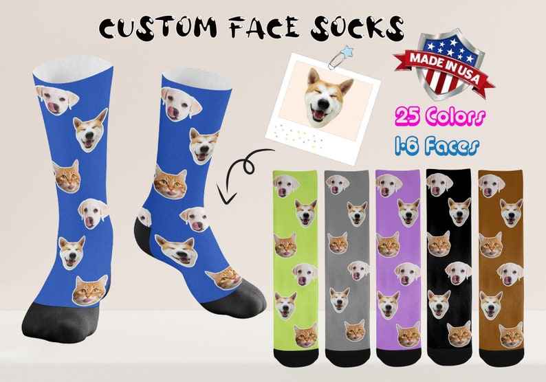Custom Face Socks, Personalized Pet Photo Socks, Custom Pet Socks,picture Socks, Face on Socks