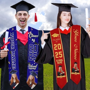 Custom Graduation Stole,2025 Graduation Sash,Personalized Name Photo Graduation Stole,Class of 2025 Stole,Custom College Graduation Sash