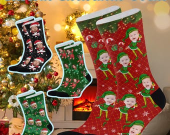 Personalized Christmas Photo Socks: Custom Face Gift