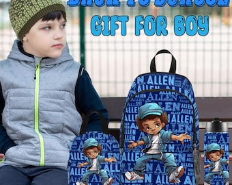 Personalized Black Boy Backpacks,Custom Name School Bag for Boys, Black Boy Name Bag,Custom Kids Book bag,Birthday Gift, Back to School Gift