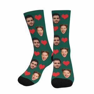Personalized Heart Socks for Couple,Custom Face Socks,Customized Socks with Photo,Funny Faces on Socks,Photo Socks,Birthday/Valentine's Gift image 5