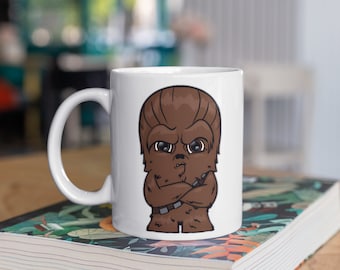 Star Wars / Lindo Chibi Chewbacca / Taza blanca brillante de 11 oz / Regalo perfecto para los fanáticos de Star Wars y Chewie